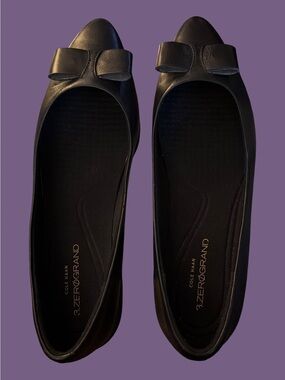 New Cole Haan Zerogrand Black Leather Ballet Flats Bow Skimmer: Women’s 7B